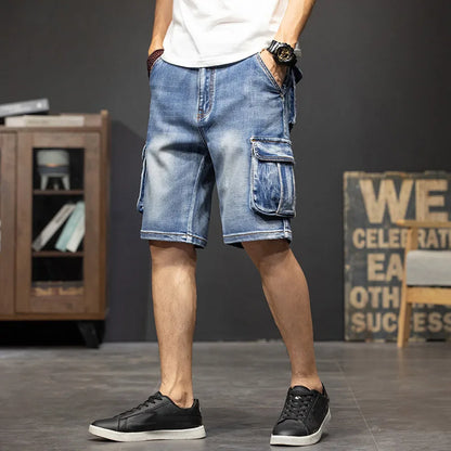 Rustic Denim Cargo Shorts