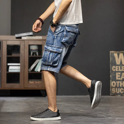 Rustic Denim Cargo Shorts