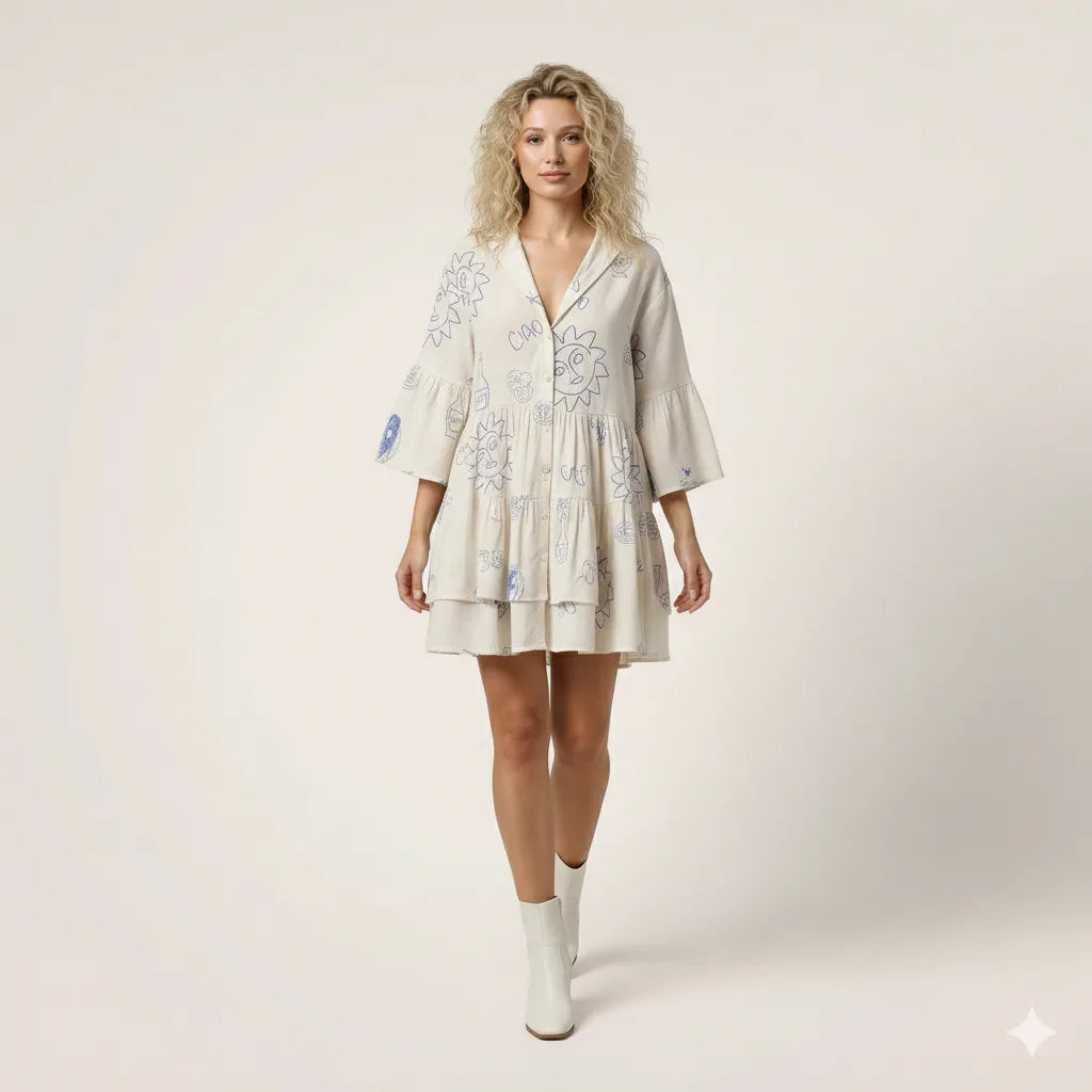 Relaxed Fit Printed Babydoll Summer Dress