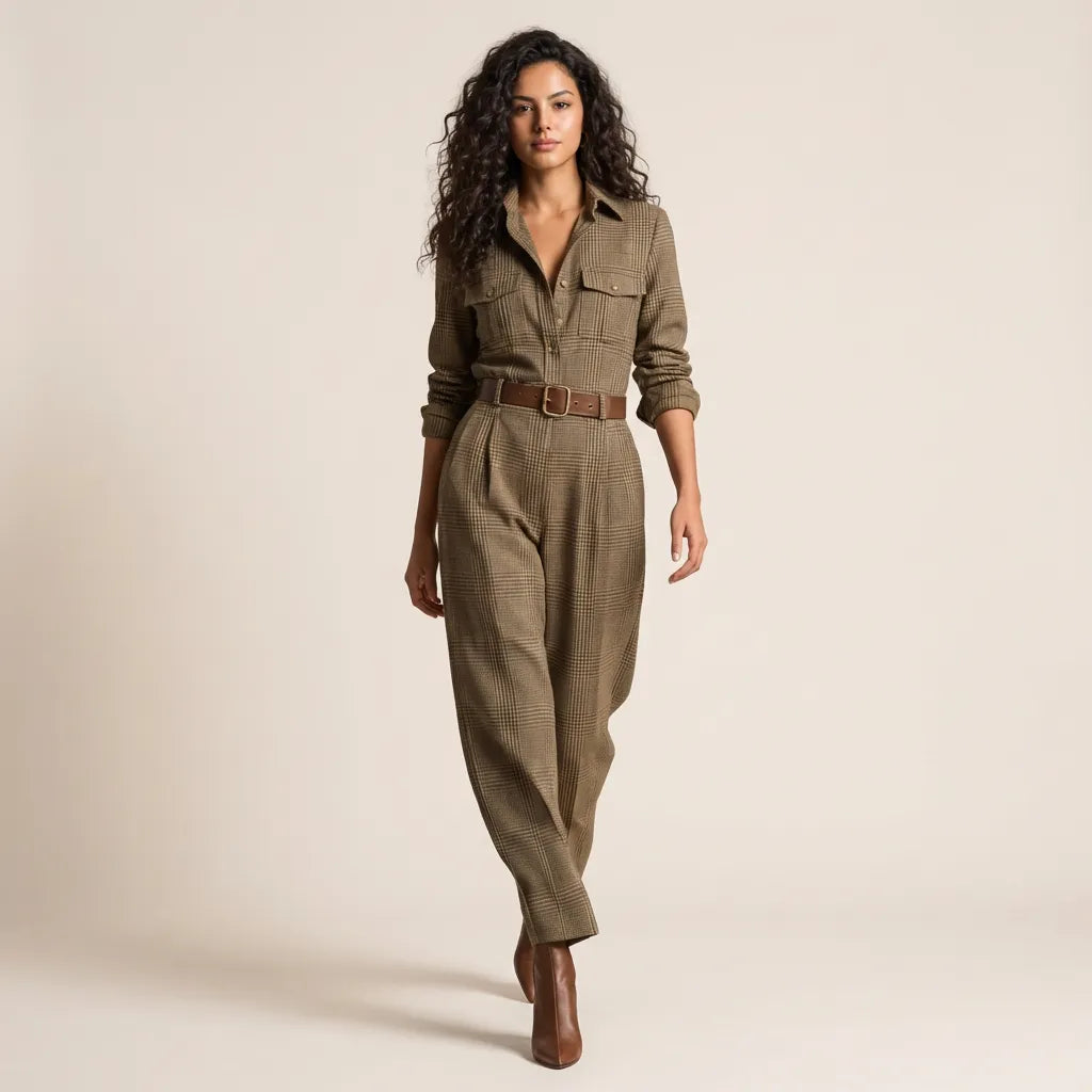 Heritage Plaid Tailored Utility Jumpsuit