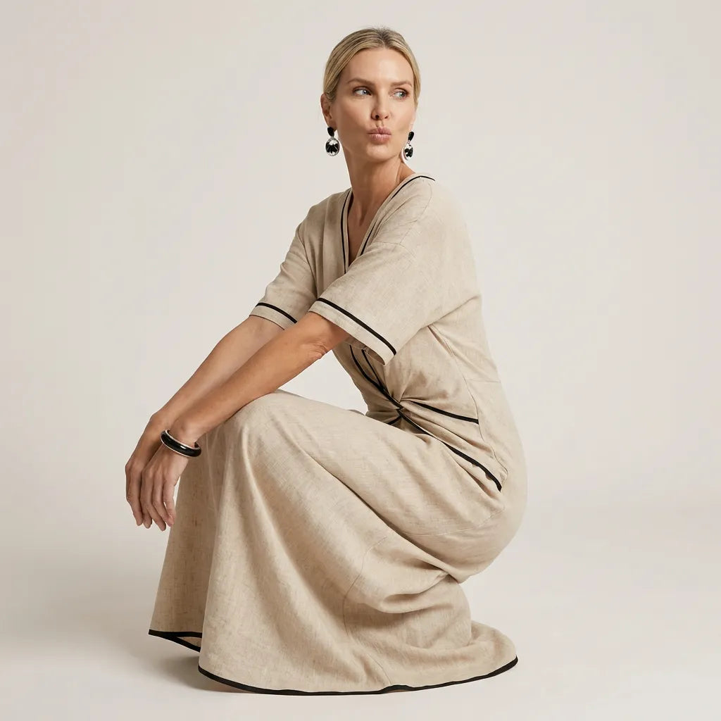 Chic Tie-Waist A-Line Summer Maxi Dress