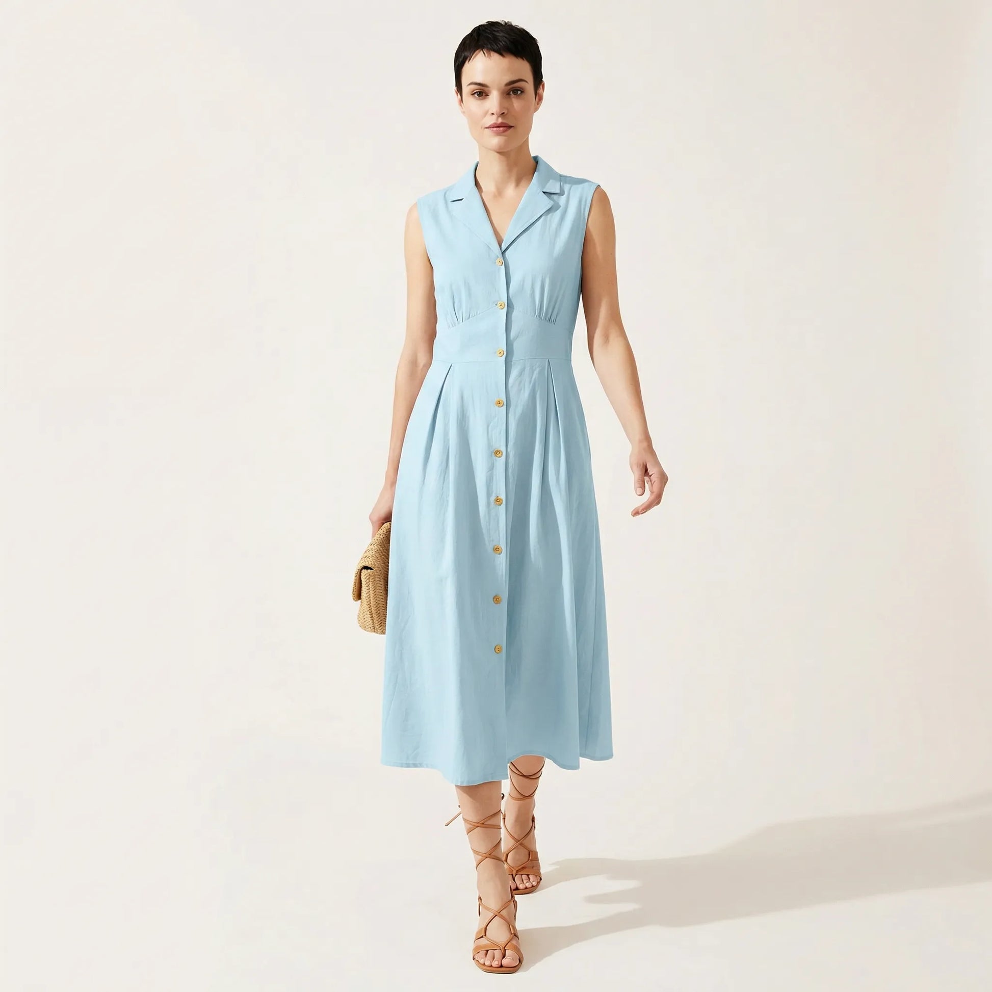 Sunlit Classic Sleeveless Midi Dress