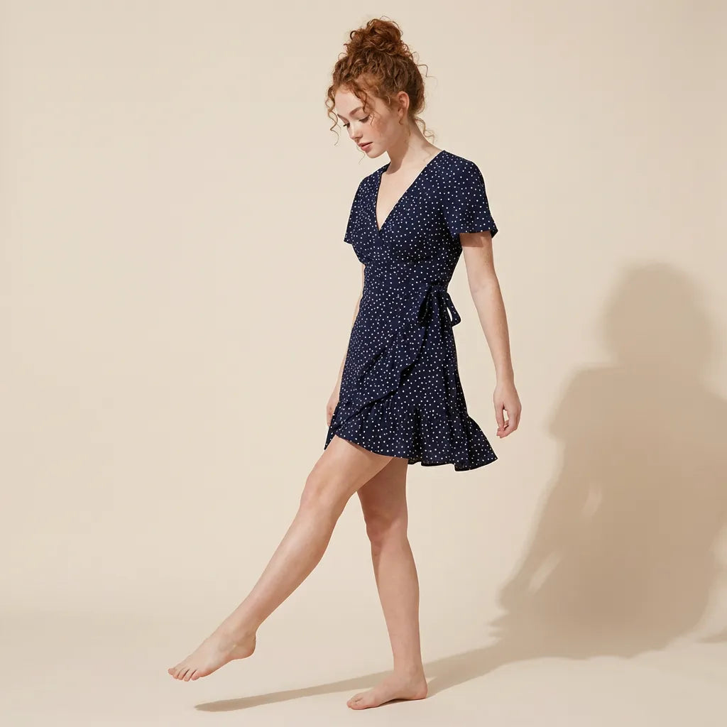 Floral V Tie-Waist Mini Dress