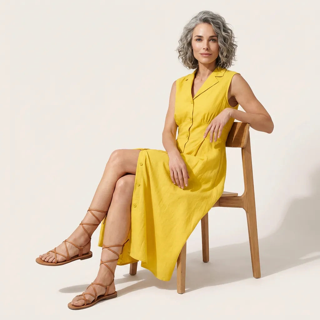 Sunlit Classic Sleeveless Midi Dress