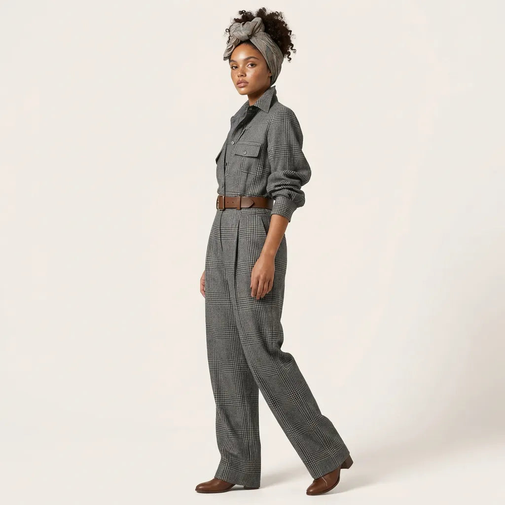 Heritage Plaid Tailored Utility Jumpsuit
