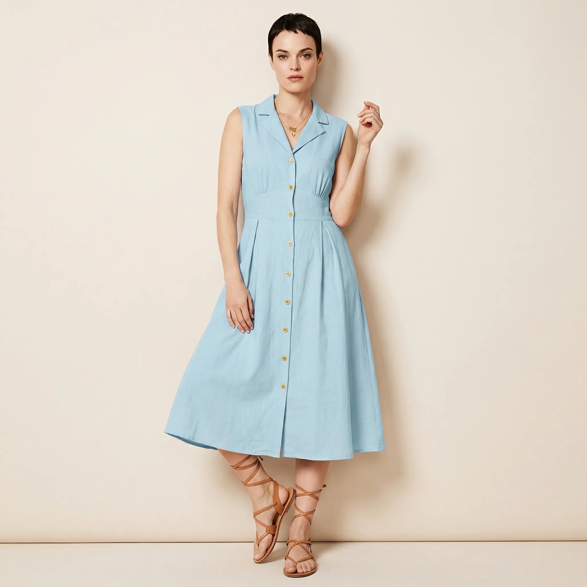 Sunlit Classic Sleeveless Midi Dress