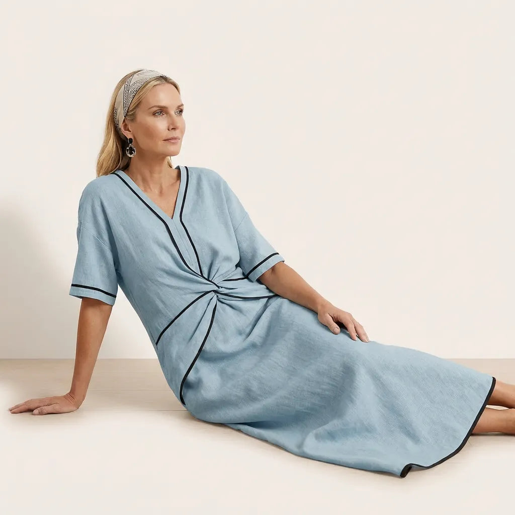 Chic Tie-Waist A-Line Summer Maxi Dress