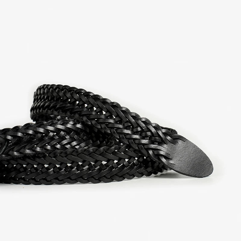 Braided leather belt