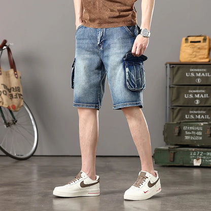 Rustic Denim Cargo Shorts