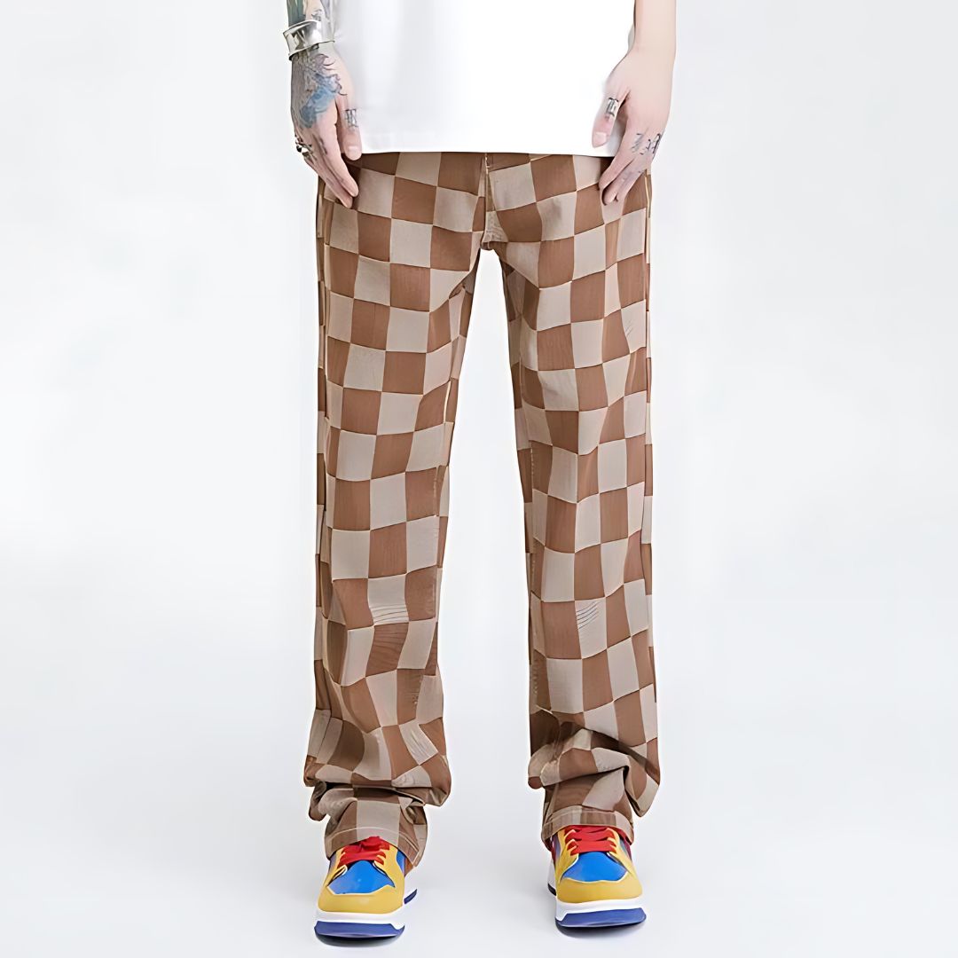 Chessboard Premium Denim Pants