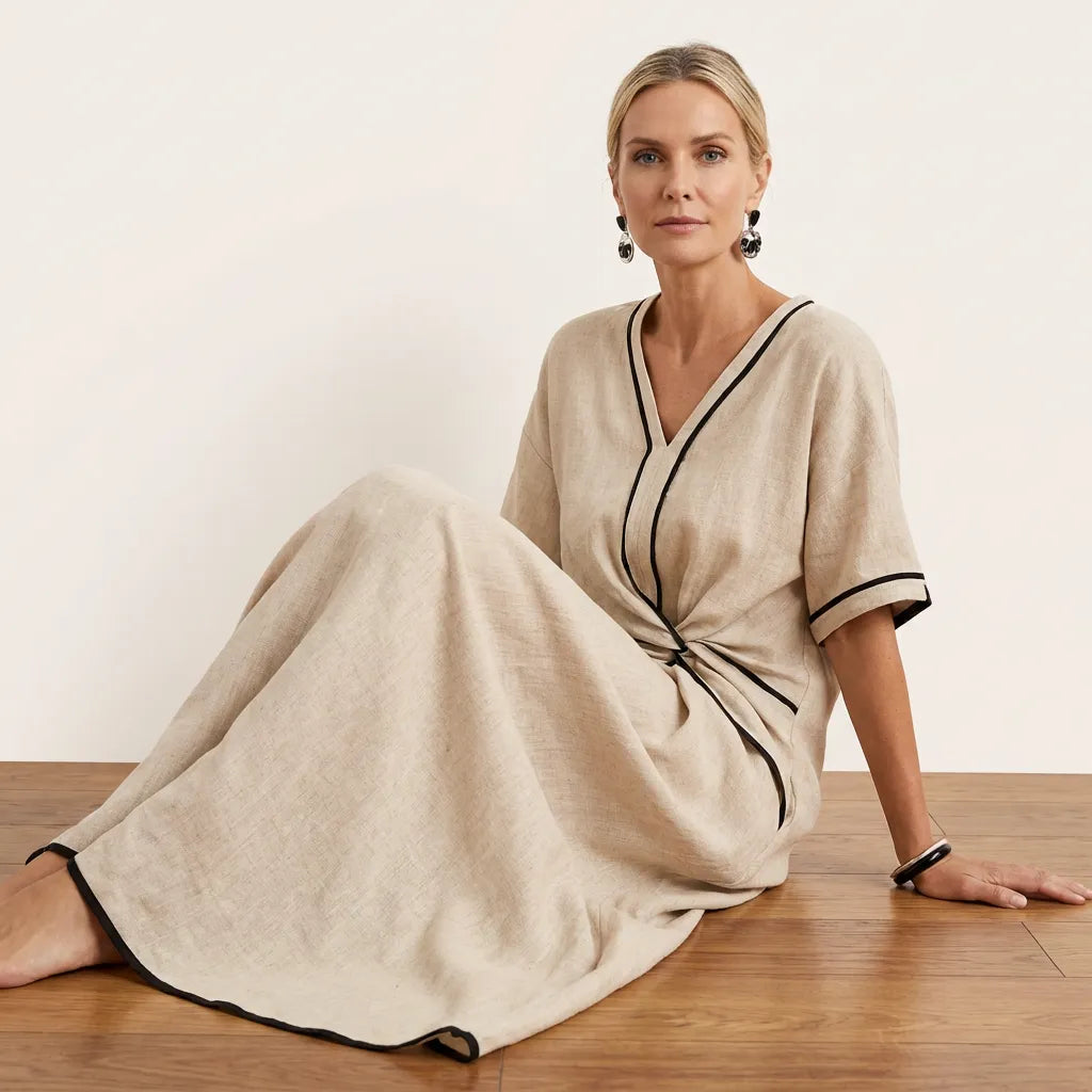 Chic Tie-Waist A-Line Summer Maxi Dress