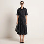 A - Line Midi Shirt Dress with Waist Tie BlackXSM-017-BLACK-XS