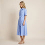 A - Line Midi Shirt Dress with Waist Tie BlueXSM-017-BLUE-XS
