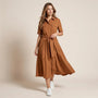 A - Line Midi Shirt Dress with Waist Tie BronzeXSM-017-BRONZE-XS