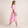 A - Line Midi Shirt Dress with Waist Tie PinkXSM-017-PINK-XS