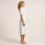 A - Line Midi Shirt Dress with Waist Tie WhiteXSM-017-WHITE-XS