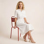 A - Line Midi Shirt Dress with Waist Tie WhiteXSM-017-WHITE-XS