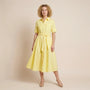 A - Line Midi Shirt Dress with Waist Tie YellowXSM-017-YELLOW-XS