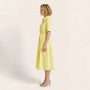 A - Line Midi Shirt Dress with Waist Tie YellowXSM-017-YELLOW-XS