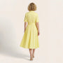 A - Line Midi Shirt Dress with Waist Tie YellowXSM-017-YELLOW-XS