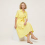 A - Line Midi Shirt Dress with Waist Tie YellowXSM-017-YELLOW-XS