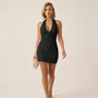 Backless Ruched Party Mini Dress BlackXSM-012-BLACK-XS
