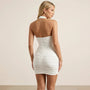 Backless Ruched Party Mini Dress WhiteXSM-012-WHITE-XS