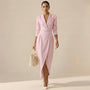 Blazer Style High Waist Midi Dress PinkSM-008-PINK-S