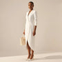 Blazer Style High Waist Midi Dress WhiteSM-008-WHITE-S