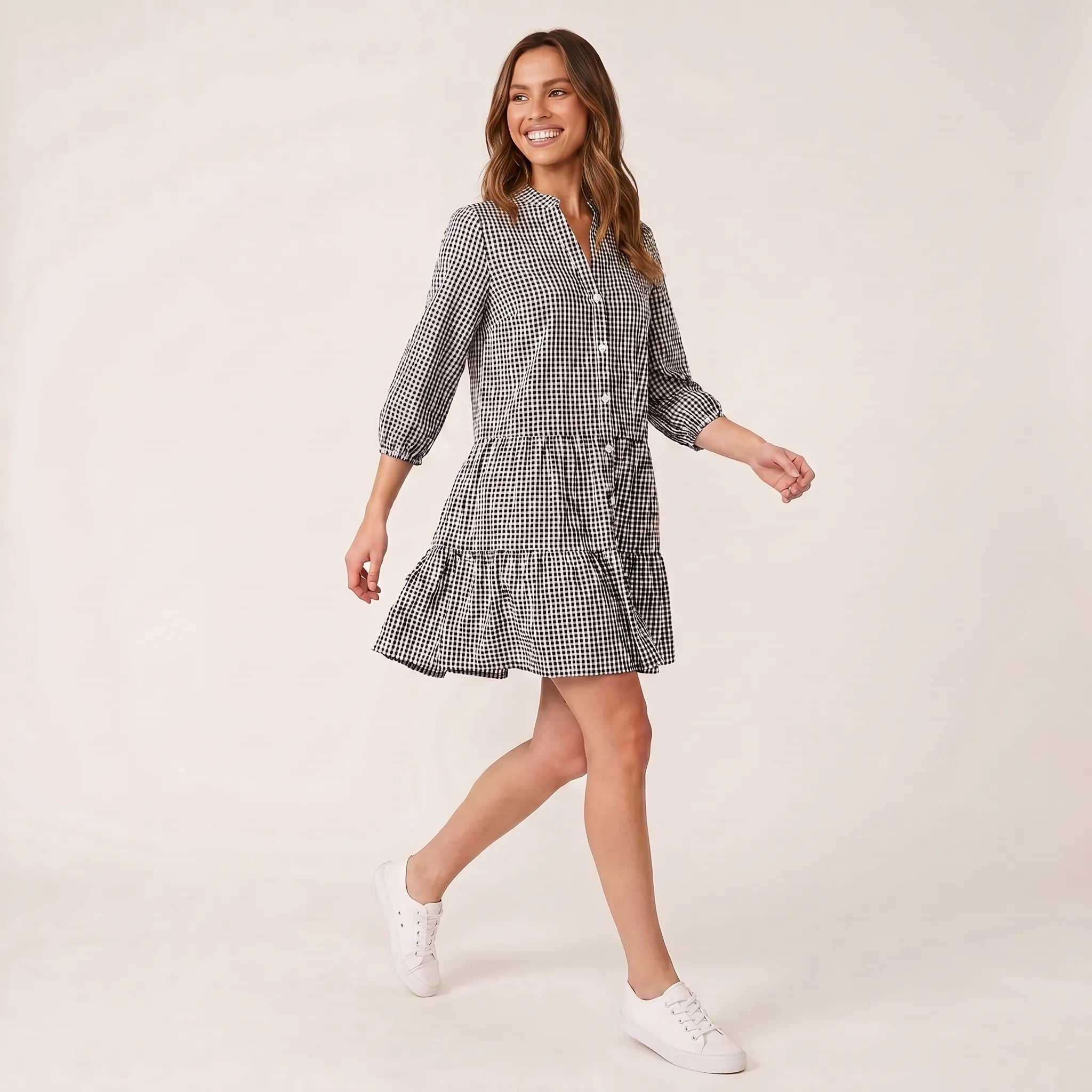 Blush Picnic Gingham Mini Dress BlackSM-066-BLACK-S
