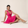 Bow Shoulder Fit & Flare Mini Dress PinkSM-071-PINK-S
