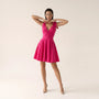 Bow Shoulder Fit & Flare Mini Dress PinkSM-071-PINK-S