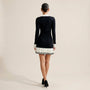 Button - Front Long Sleeve Fit & Flare Mini Dress BlackSM-019-BLACK-S