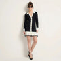 Button - Front Long Sleeve Fit & Flare Mini Dress BlackSM-019-BLACK-S