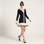Button - Front Long Sleeve Fit & Flare Mini Dress BlackSM-019-BLACK-S