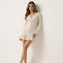 Button - Front Long Sleeve Fit & Flare Mini Dress Off - WhiteSM-019-OFFWHITE-S
