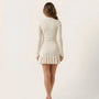 Button - Front Long Sleeve Fit & Flare Mini Dress Off - WhiteSM-019-OFFWHITE-S