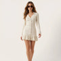 Button - Front Long Sleeve Fit & Flare Mini Dress Off - WhiteSM-019-OFFWHITE-S