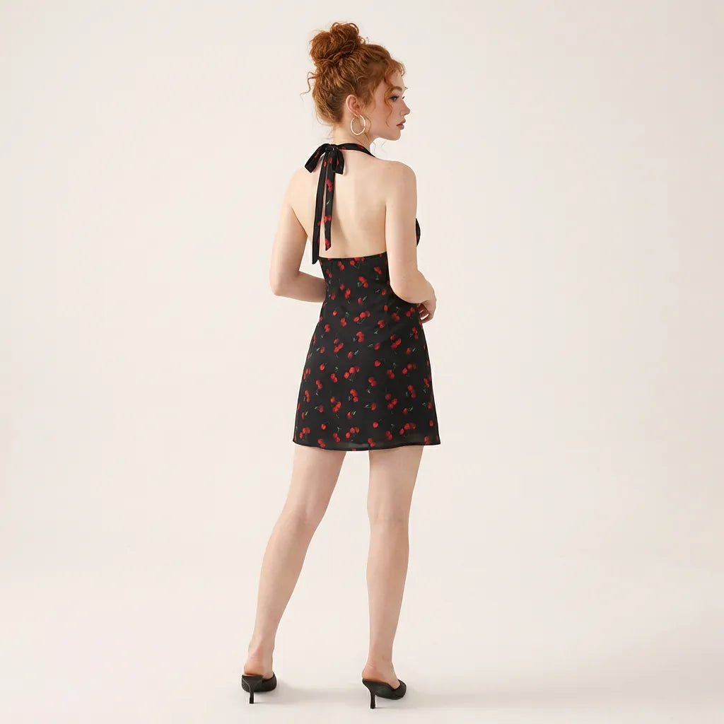 Cherry Noir Halter Mini Dress BlackSM-032-BLACK-S