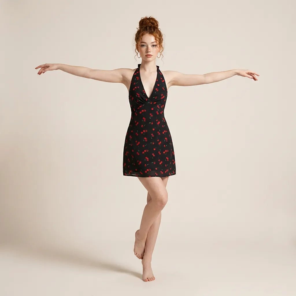 Cherry Noir Halter Mini Dress BlackSM-032-BLACK-S