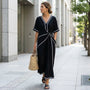 Chic Tie - Waist A - Line Summer Maxi Dress BlackSM-020-BLACK-S