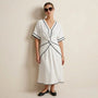Chic Tie - Waist A - Line Summer Maxi Dress WhiteSM-020-WHITE-S
