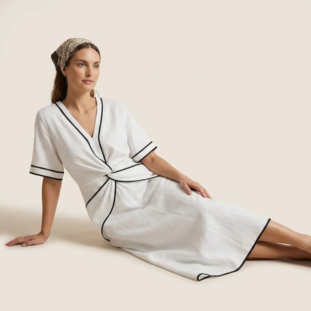 Chic Tie - Waist A - Line Summer Maxi Dress WhiteSM-020-WHITE-S