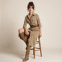 Classic Tailored Shirt Midi Dress BeigeSM-033-BEIGE-S