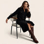 Corduroy Button - Down Midi Dress BlackSM-034-BLACK-S