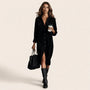 Corduroy Button - Down Midi Dress BlackSM-034-BLACK-S