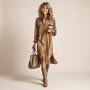 Corduroy Button - Down Midi Dress BrownSM-034-BROWN-S