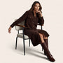 Corduroy Button - Down Midi Dress Dark BrownSM-034-DARKBROWN-S