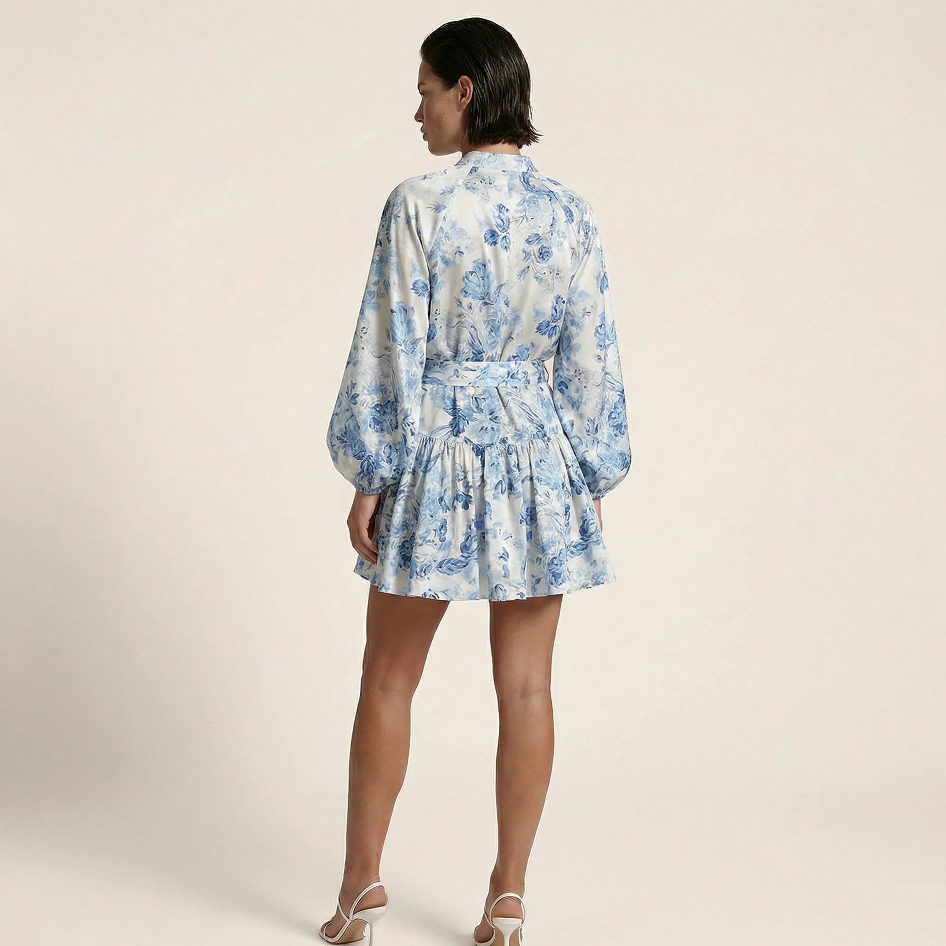 Long Sleeve Pleated Hem Mini Shirt Dress