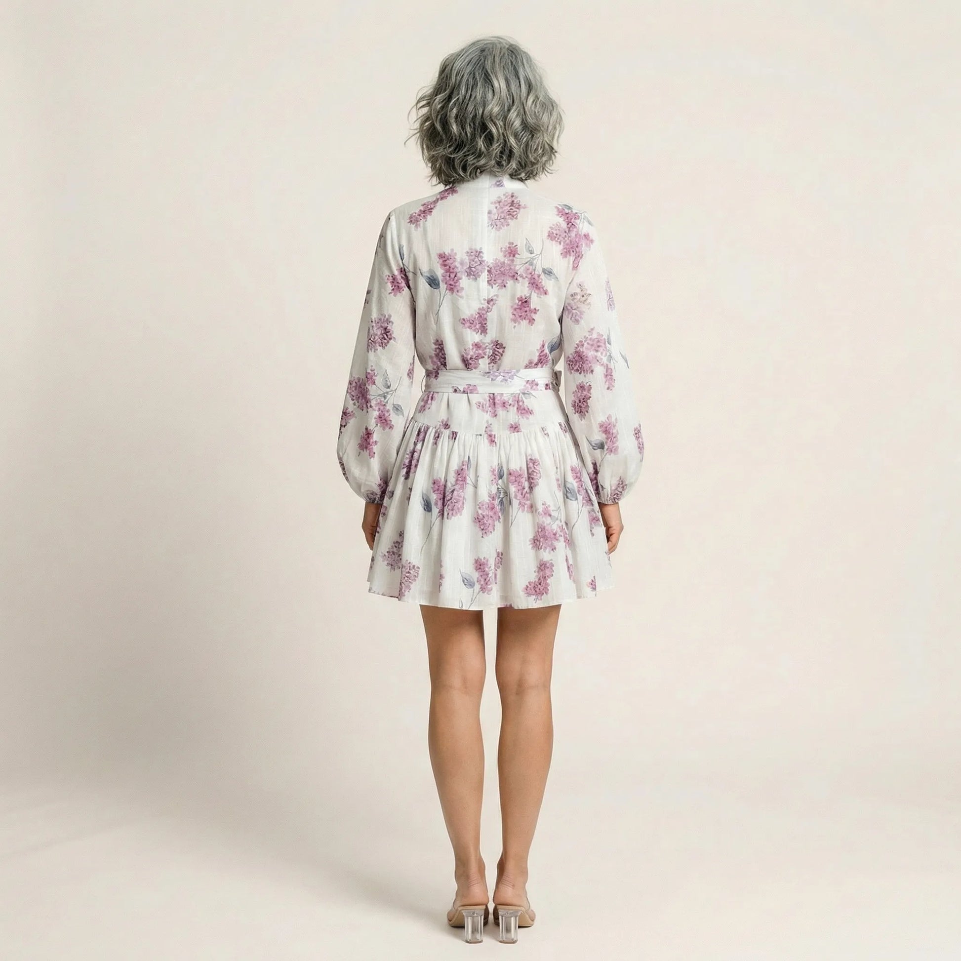 Long Sleeve Pleated Hem Mini Shirt Dress